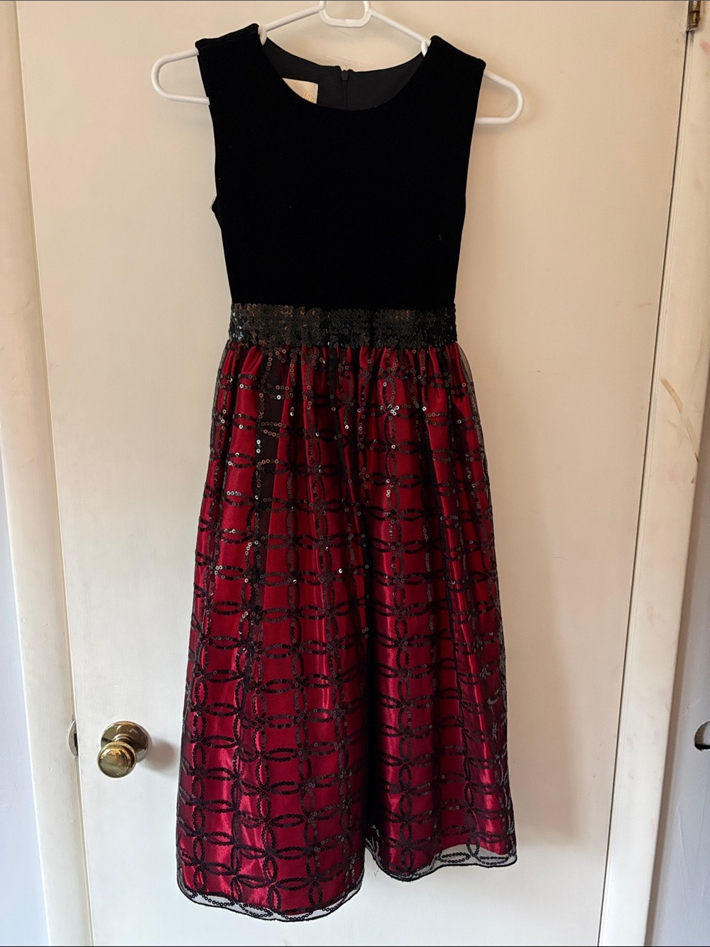 Cinderella Black & Red Sparkle Waist Formal Dress
